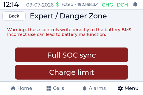 PowerView expert / danger zone controls