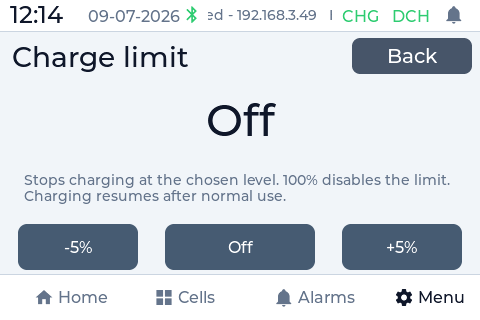 PowerView charge limit control